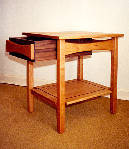 cherry and walnut inlay custom end table
