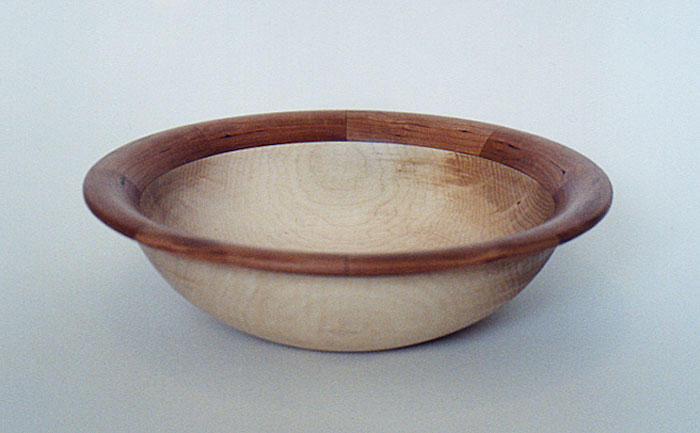 maple Salad Bowl with walnut rim - South River Studio - woodturning